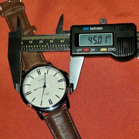 Yazole 332 Luxury Men's Business Quartz Watch Brown Leather Band 3 Hands Silver - Picture 9 of 10
